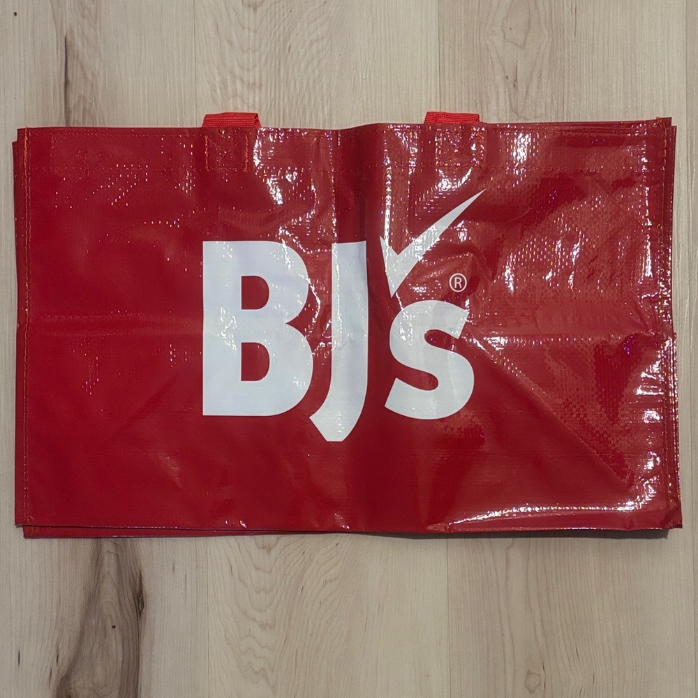 Set of 2 BJs Red Reusable Tote Bags with White Logo